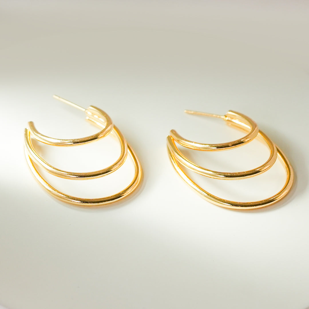 Gold 3 Layer Earrings-9 A