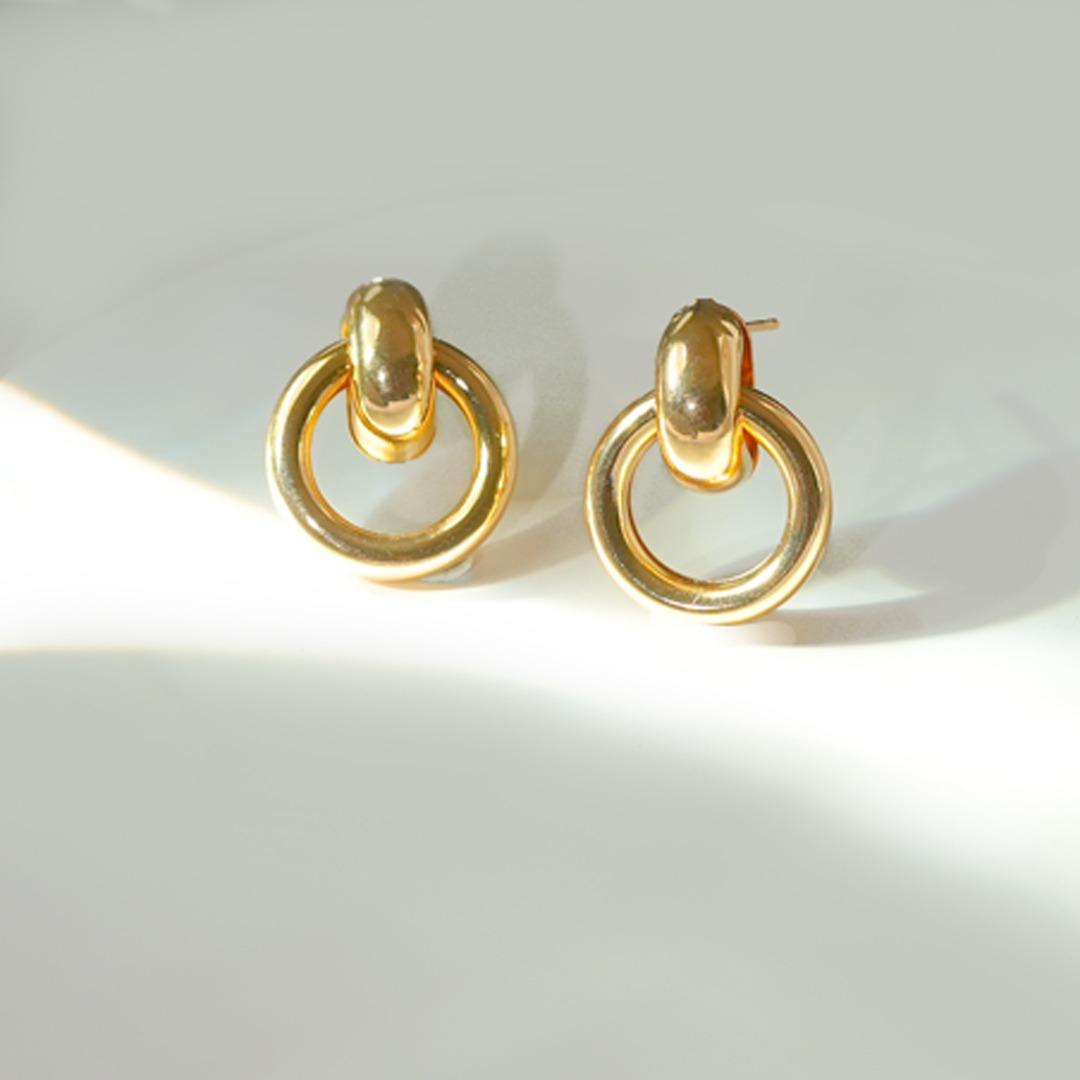 Gold Round Shaped Earrings-5