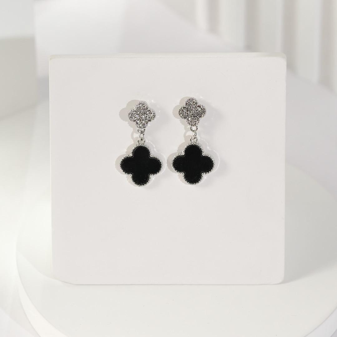 Black Flower Earrings B-38