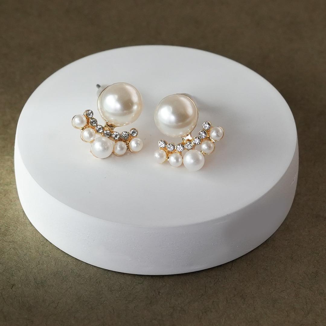 White Pearl Earrings-52